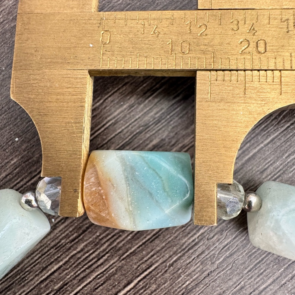 Handmade Natural Stone Amazonite and AB Glass Beaded Necklace - Picture 7 of 8